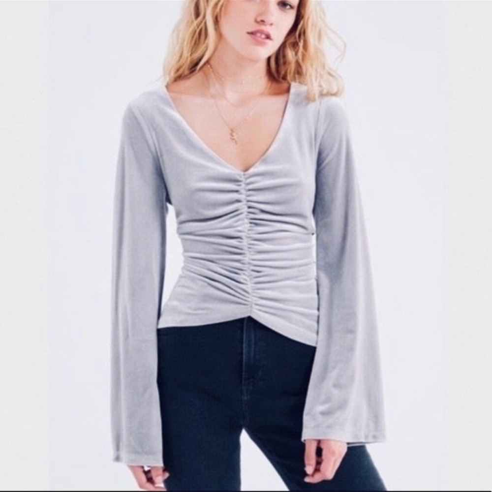 Urban Outfitters Velvet Clinched V-Neck Top Size Small